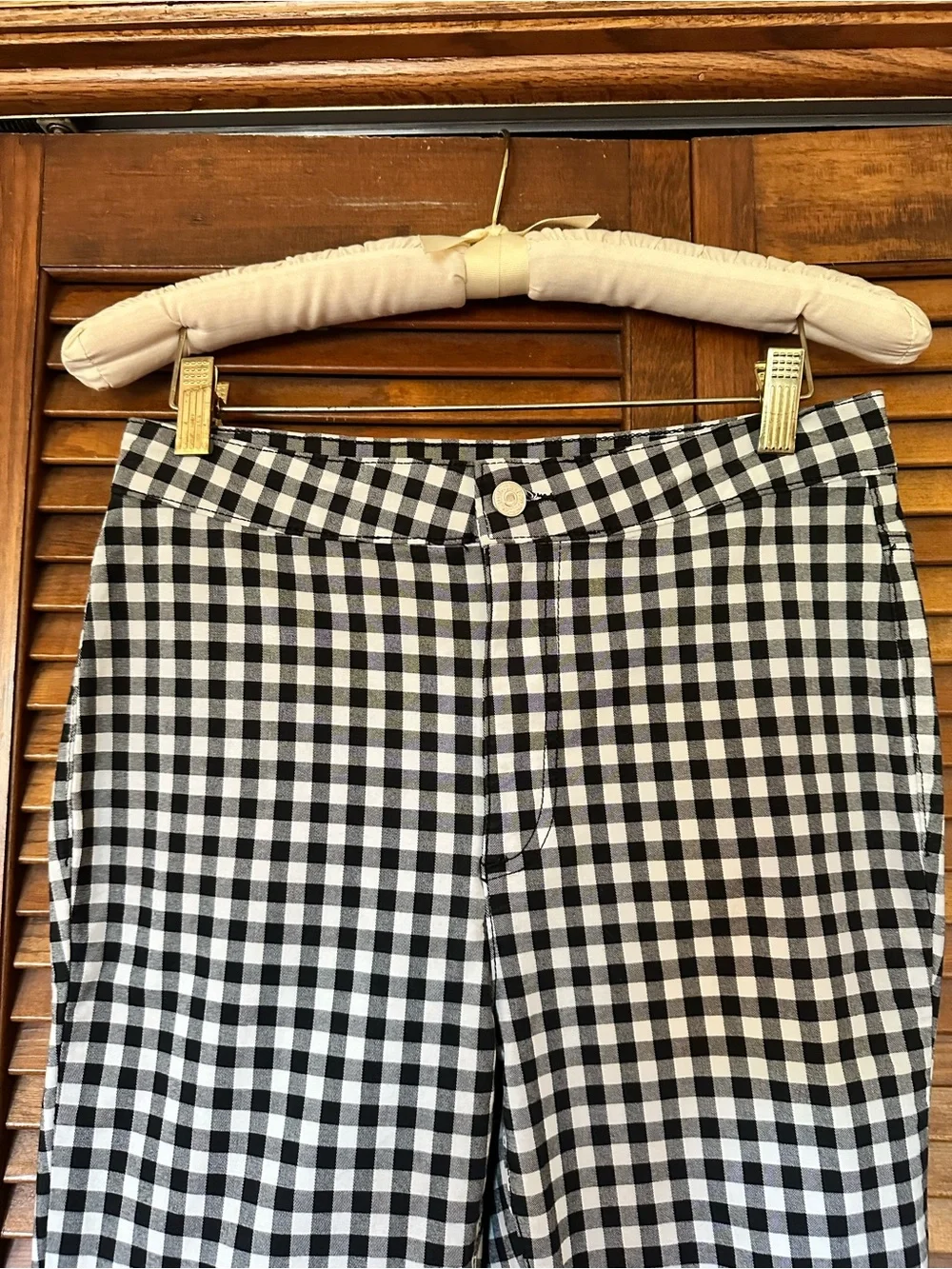 Free People Florence Black & White Gingham Ankle Pants size 28.